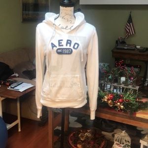Aeropostale White 1987 Pullover Hoodie
